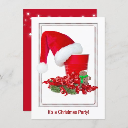 Christmas Party Santa hat on cup Invitation