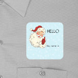 Christmas Party Santa Hello Name Tag Badge<br><div class="desc">*** Purchase the Matte Finish when using this sticker as a name tag*** This design may be personalized in the area provided by changing the photo and/or text. Or it can be customized by clicking Personalize this Template and then choosing the click to customize further option and delete or change...</div>