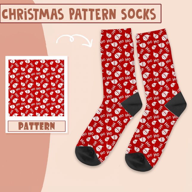Christmas Party Santa Ho Ho Ho Pattern  Socks (Creator Uploaded)