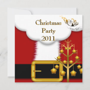 Christmas Party Santa Suit Red Xmas Invitation