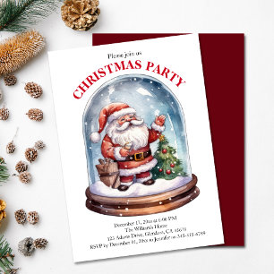Christmas Party Santa Winter Snow Globe Invitation