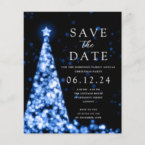 Christmas Party Save The Date Glam Blue Invite Flyer