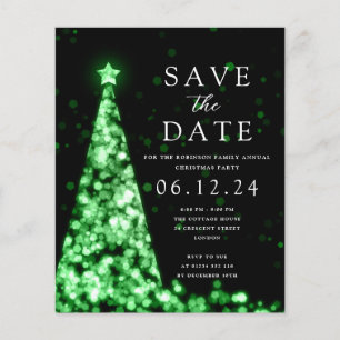 Christmas Party Save The Date Glam Green Invite Flyer