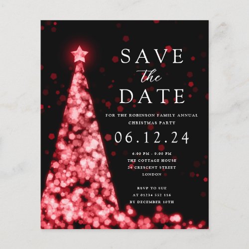 Christmas Party Save The Date Glam Red Invite Flyer