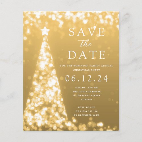 Christmas Party Save The Date Gold Glam Invite Flyer