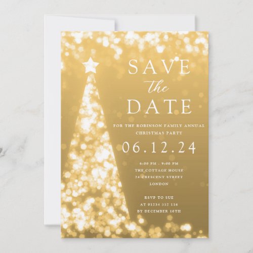 Christmas Party Save The Date Gold Tree Glam  Invitation