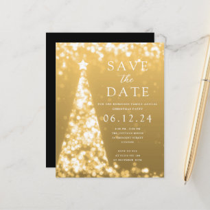 Christmas Party Save The Date Gold Tree Invite