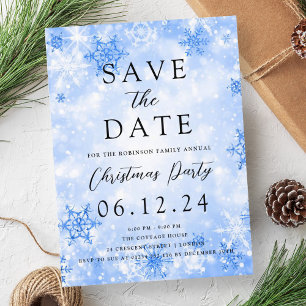 Christmas Party Save The Date Navy Winter Wonder Announcement Postcard