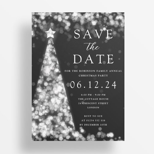 Christmas Party Save The Date Silver Tree Glam  Invitation