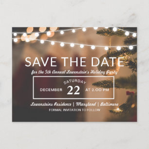 Christmas Party   Save The Date   String Lights Announcement Postcard