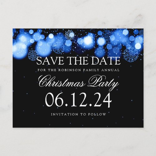 Christmas Party Save The Date Winter Wonder Blue Announcement Postcard