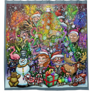 Christmas Party Shower Curtain
