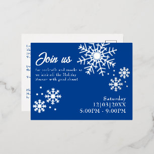 Christmas Party Silver Foil Snowflake Postcard
