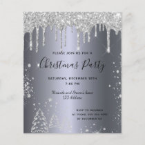 Christmas party silver glitter budget invitation flyer