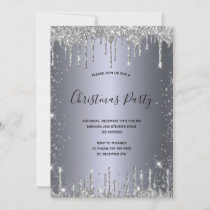 Christmas Party silver glitter sparkle winter Invitation