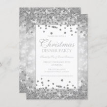 Christmas Party Silver Glitter Winter Wonder Invitation