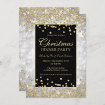 Christmas Party Silver Gold Glitter Winter Wonder Invitation