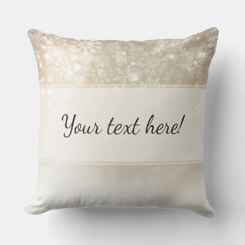 Christmas Party  Silver Winter Snowflakes Outdoor Pillow