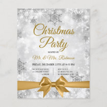 Christmas Party Silver Winter Sparkle Gold Ribbon Flyer