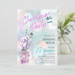 Christmas Party Snowfall Cotton Invitation