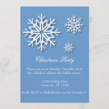 Christmas Party Snowflakes On Blue Program by RossiCards at Zazzle