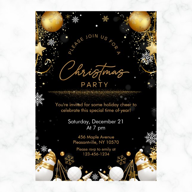 Christmas Party Snowflakes Sparkles and Snowmen  Invitation (Creator Uploaded)
