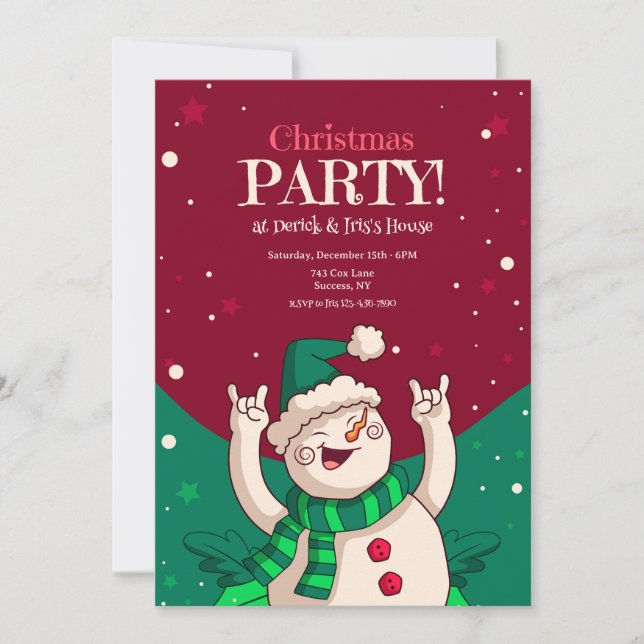 Christmas Party Snowman Invitation (Front)