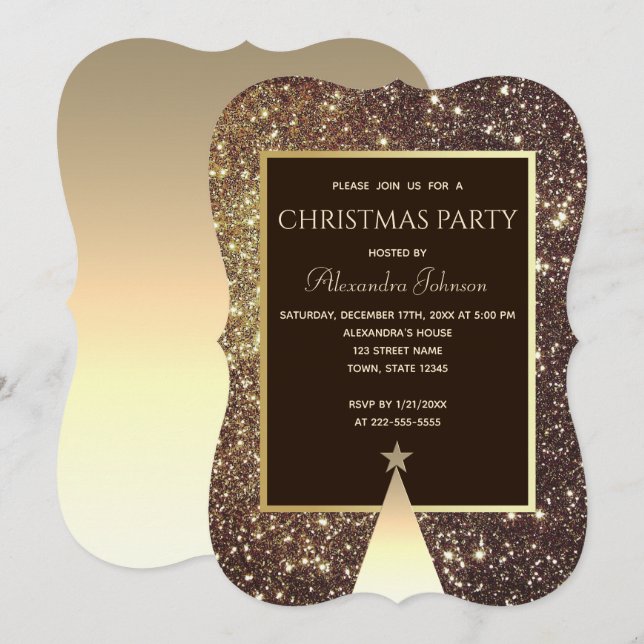 Christmas Party Sparkle Gold Invitation (Front/Back)