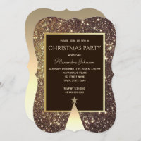 Christmas Party Sparkle Gold Invitation