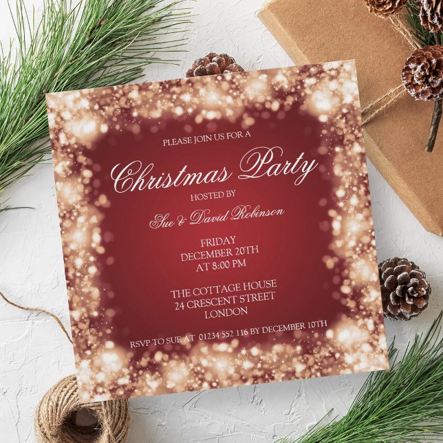 Christmas Party Sparkling Lights Gold Invitation (Christmas Party Sparkling Lights Gold Invitation)