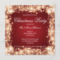 Christmas Party Sparkling Lights Gold Invitation