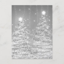 Christmas Party Sparkling Trees Silver  Postcard