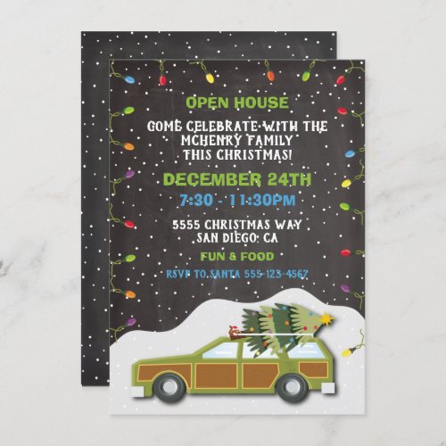 Christmas Party Station wagon Open House Invitation