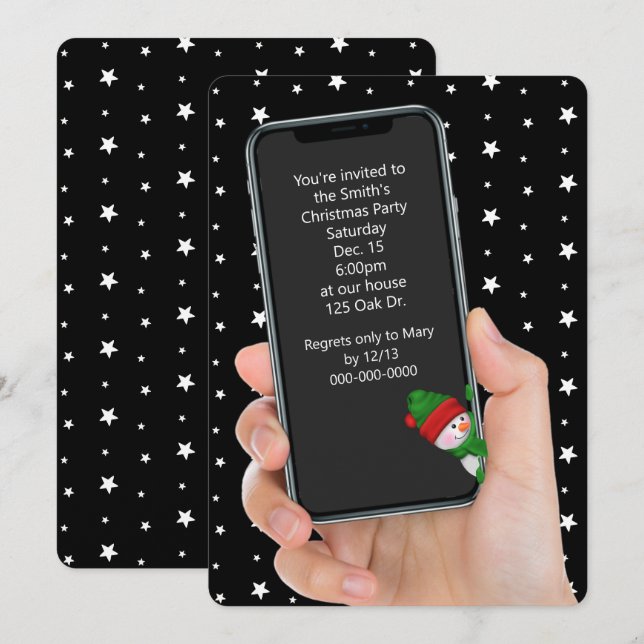 Christmas Party Text Message On Phone Invitation (Front/Back)