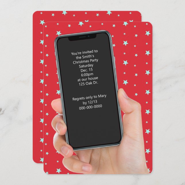 Christmas Party Text Message on phone Invitation (Front/Back)