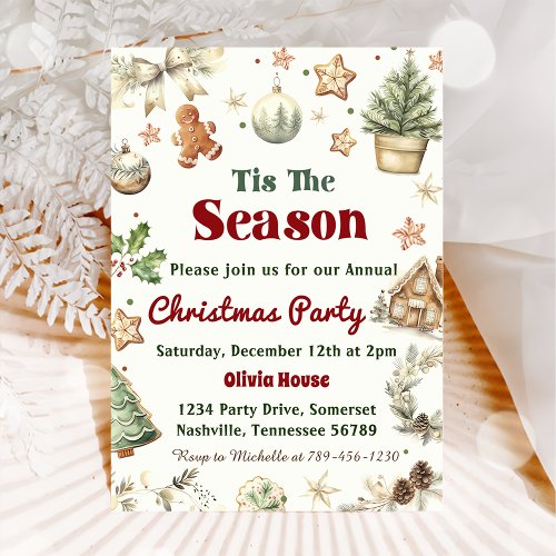 Christmas Party Tis The Season Cookies Invitation