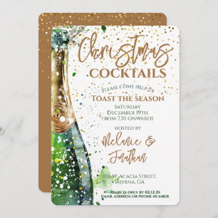 Christmas Party Toast The Season Bubbly Bottle Invitation