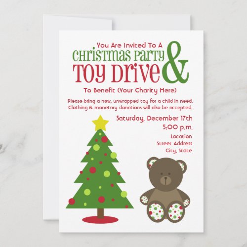 Christmas Party  Toy Drive Invitation