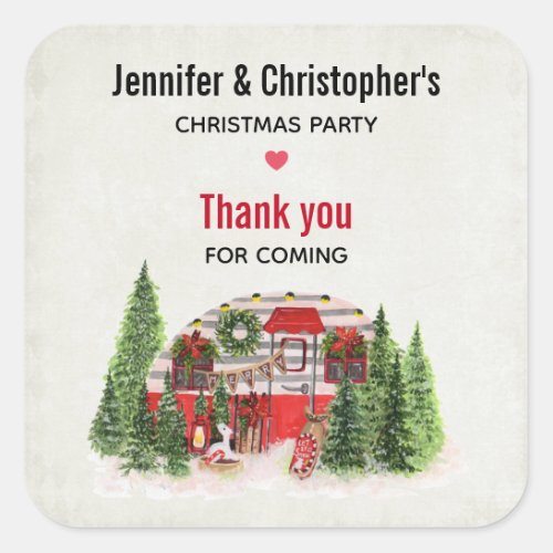 Christmas Party Trailer Camper Outdoorsy Theme Square Sticker