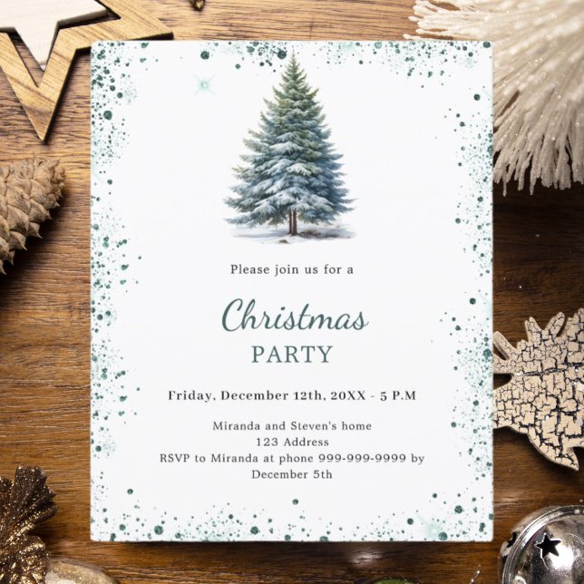Christmas Party tree green hand-drawn invitation (Creator Uploaded)