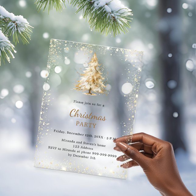 Christmas Party tree snow hand-drawn frosted Acrylic Invitations (Creator Uploaded)