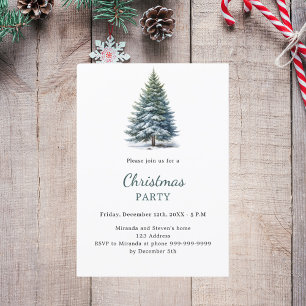 Christmas Party tree snow hand-drawn Invitation