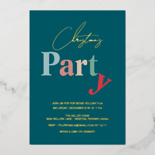 Christmas Party typography  Foil Invitation