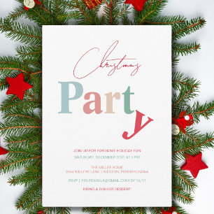 Christmas party typography simple light color invitation