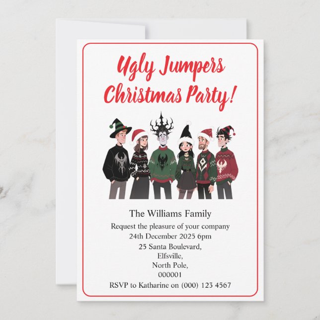 Christmas Party Ugly Jumper Xmas Invitation (Front)