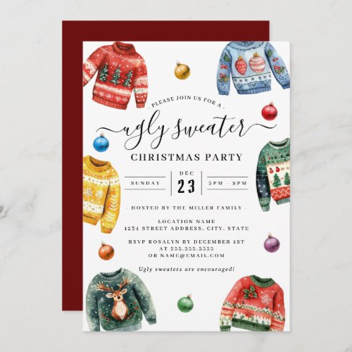 Christmas Party Ugly Sweater  Invitation