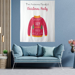 Christmas party ugly sweater red white fun tapestry