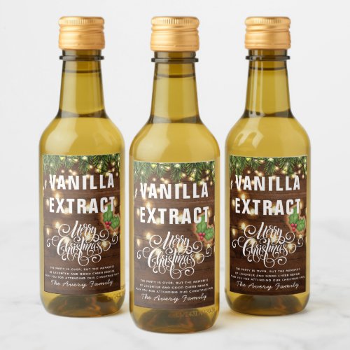 Christmas Party Vanilla Extract Favor Wine Label