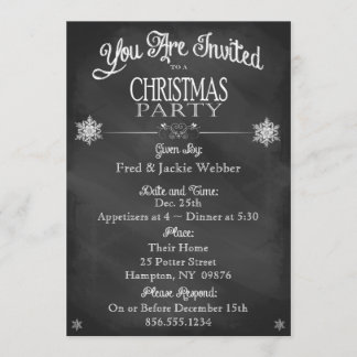 Christmas Party Vintage Chalkboard Invitation