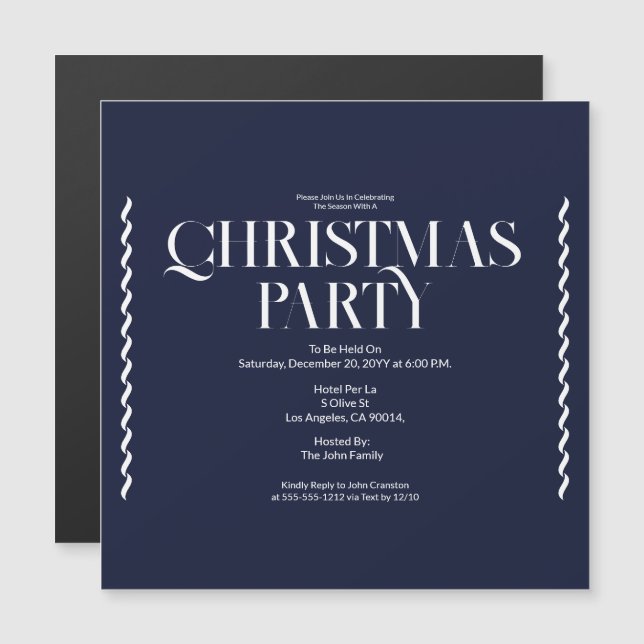 Christmas Party Vintage Elegant blue Invitation (Front/Back)